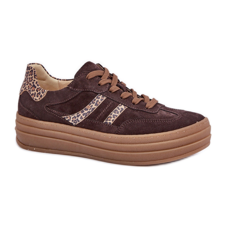 Zazoo N1176 Chaussures de sport en cuir suédé marron brun