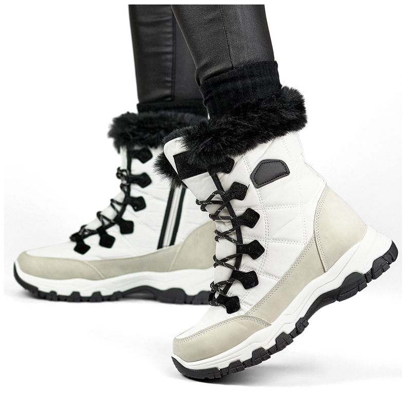 Bottes de neige hautes et isolées, sports d'hiver, bottes isolées pour femmes, bottes épaisses isolées blanche