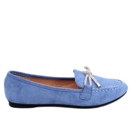 Mocassins femme en daim avec nœud, bleu