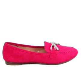 Mocassins femme en daim avec décoration, rose