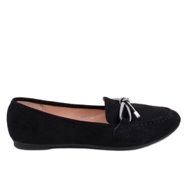 Mocassins femme en daim avec nœud, noir le noir
