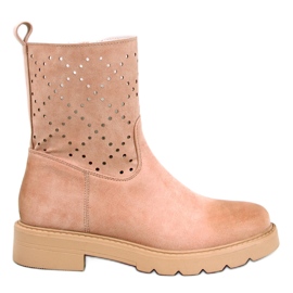 Bottines ajourées femme, beige