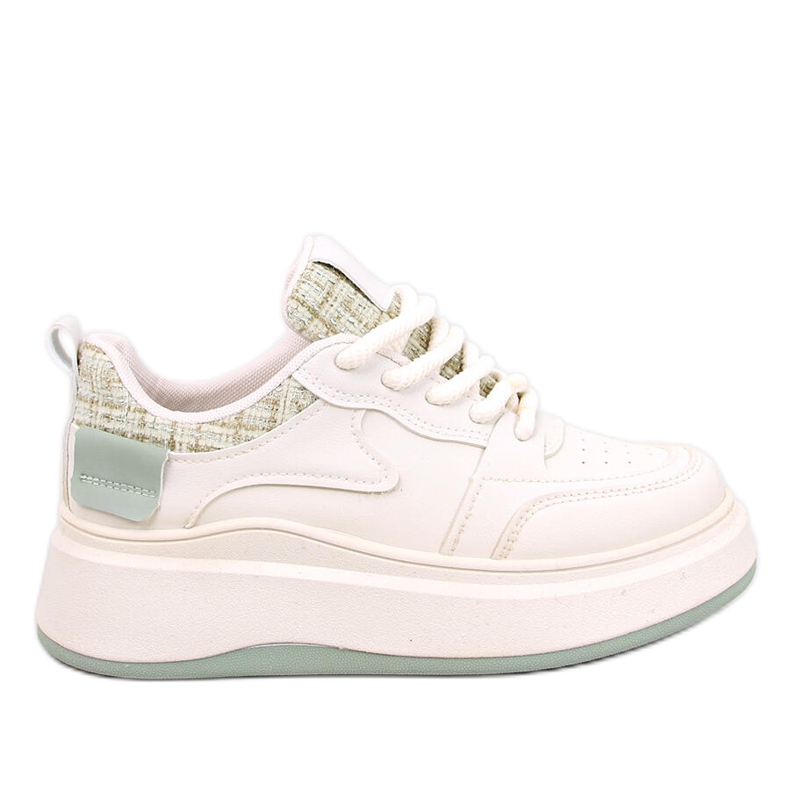 Baskets femme beige pastel et vertes