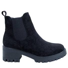 Bottines Chelsea en daim noir à talons hauts le noir