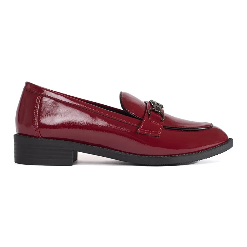 Goodin Mocassins femme bordeaux avec chaîne rouge