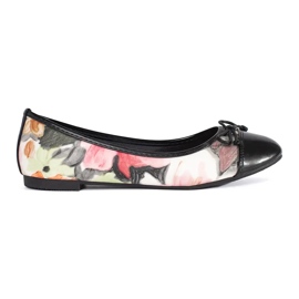 Ballerines femme fleuries avec nœud noir