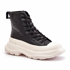 Baskets isolées en cuir sur plateforme massive Big Star OO274A599 Noir le noir