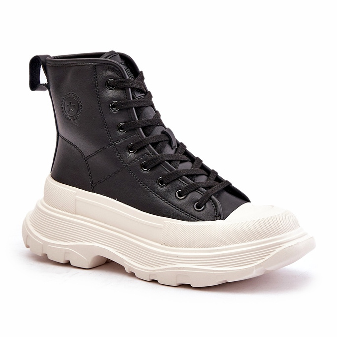 Baskets isolées en cuir sur plateforme massive Big Star OO274A599 Noir le noir