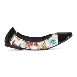 Goodin Ballerines à motif floral et bout verni le noir