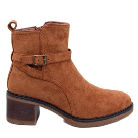 Bottines isolées à large talon camel pour femme brun