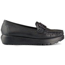 Mocassins à semelle épaisse pour femmes, noirs 24-21339B le noir