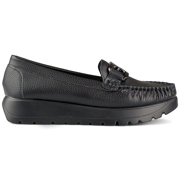 Mocassins à semelle épaisse pour femmes, noirs 24-21339B le noir