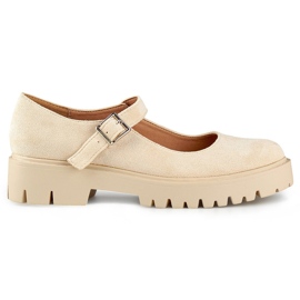 Escarpins femme en daim fermeture par boucle beige