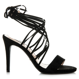 Vices Talons hauts en daim avec reliure le noir