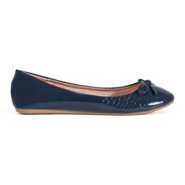 Ballerines plates femme bleu marine avec noeud