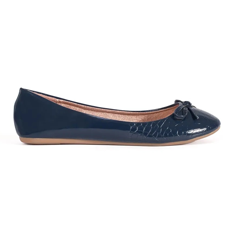 Ballerines plates femme bleu marine avec noeud