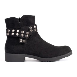 Bottines basses femme en daim avec strass le noir