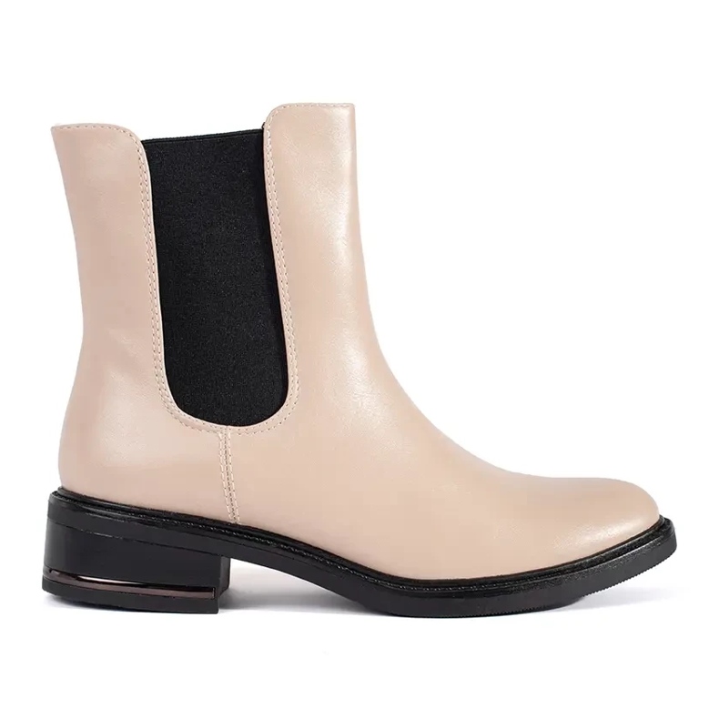 Bottines Chelsea beige clair avec empiècement élastique