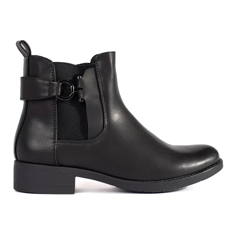 Bottines Chelsea noires classiques à talon plat le noir