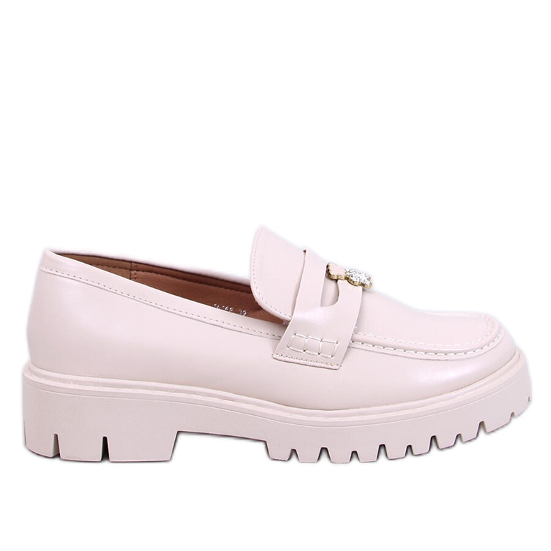 Mocassins plateforme beiges avec décoration
