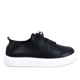 Baskets ajourées en éco-cuir, noir le noir