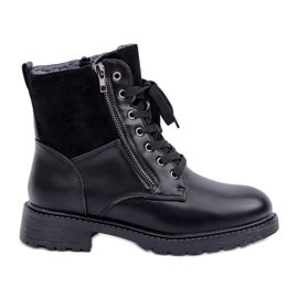 Bottes isolées à talons plats, éco-cuir, noir le noir