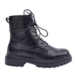 Bottines isolées avec épingles à laçage, noir le noir