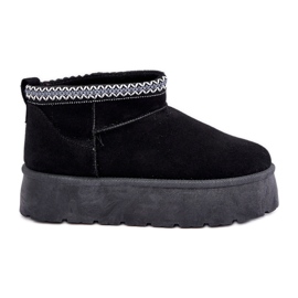 Bottes de neige à plateforme noires avec broderie décorative