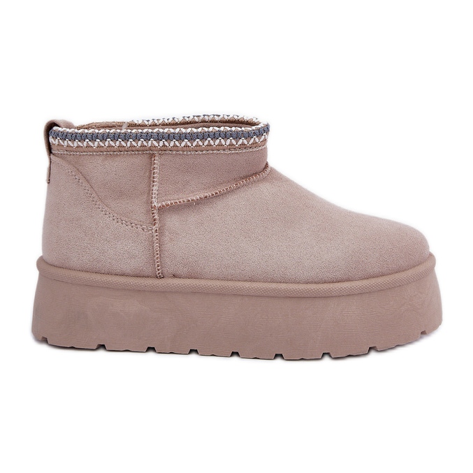 Boots de neige à plateforme beige clair avec broderie décorative Boots de neige à plateforme beige clair avec broderie décorative