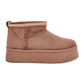PG2 Bottes de neige à plateforme avec broderie décorative brun