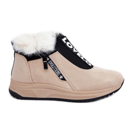 Bottines avec Fourrure pour Femme, Beige