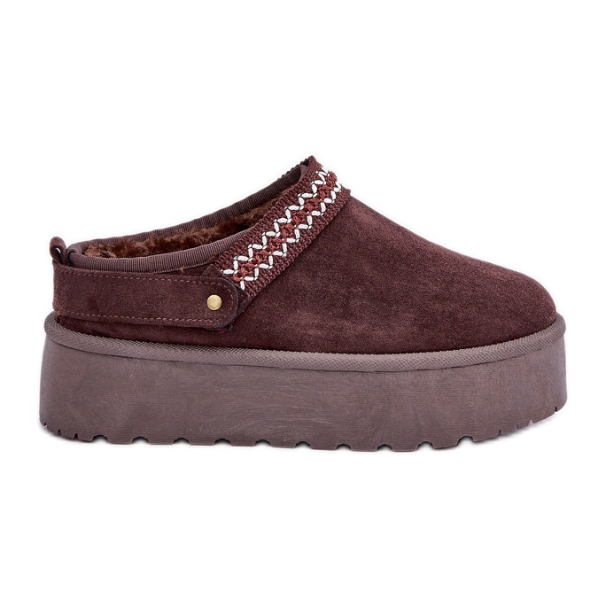 Bottines de neige chocolat avec broderie décorative brun Bottines de neige chocolat avec broderie décorative brun