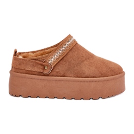 Bottines de neige avec broderie décorative camel brun