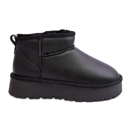 Bottes de neige en cuir noir avec doublure en fourrure le noir
