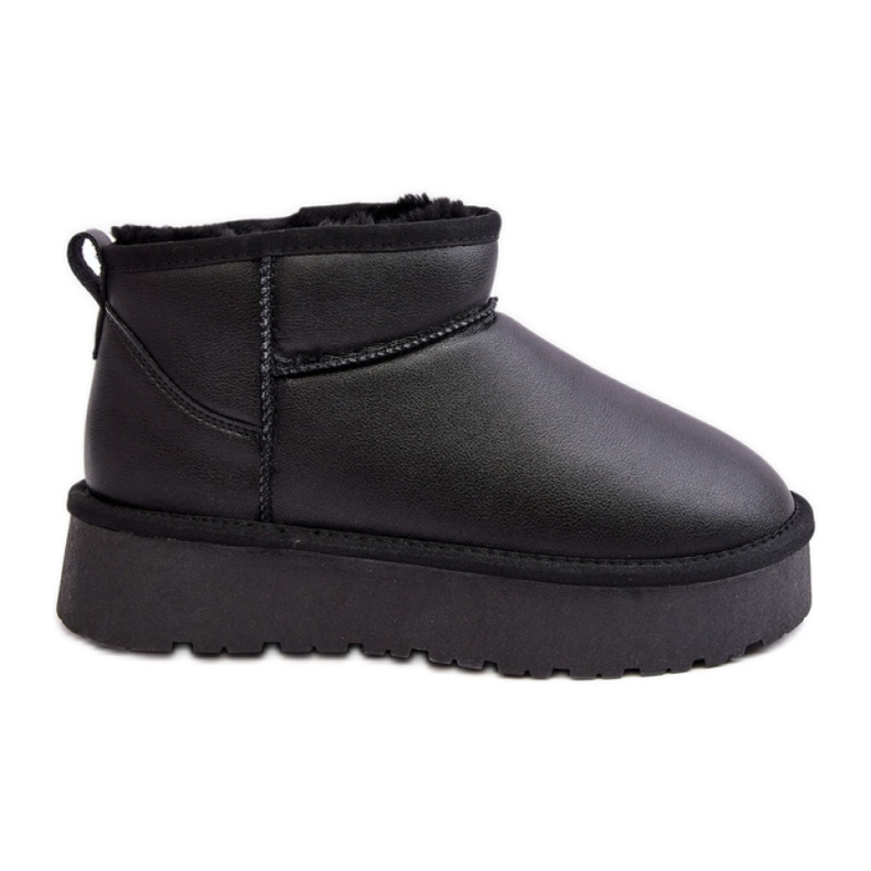 Bottes de neige en cuir noir avec doublure en fourrure le noir