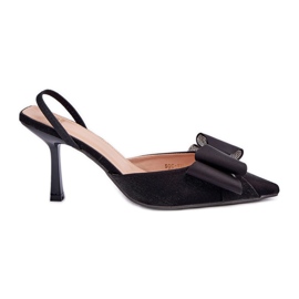 Talons hauts en tissu noir avec un noeud le noir Talons hauts en tissu noir avec un noeud le noir