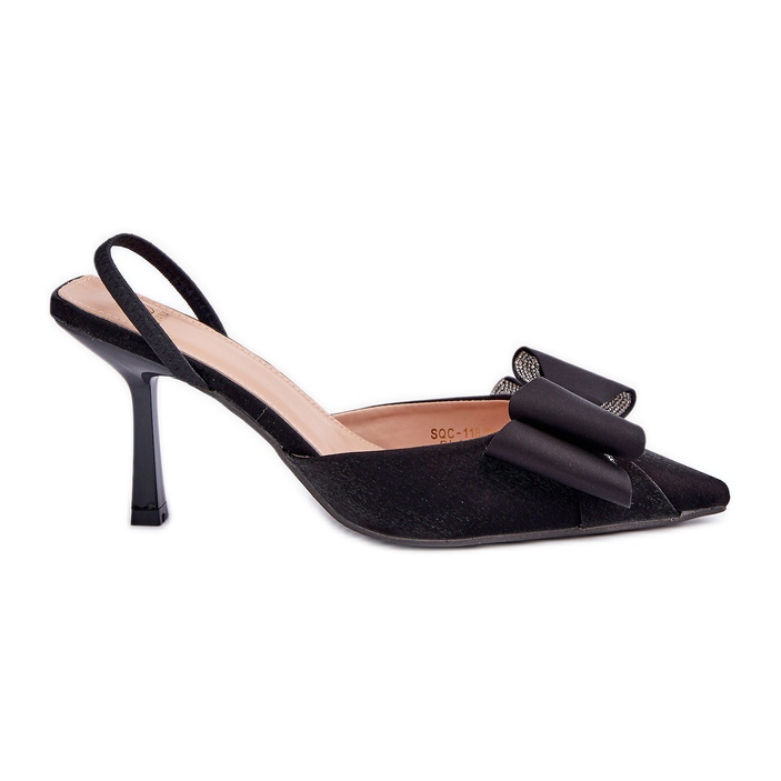 Talons hauts en tissu noir avec un noeud le noir