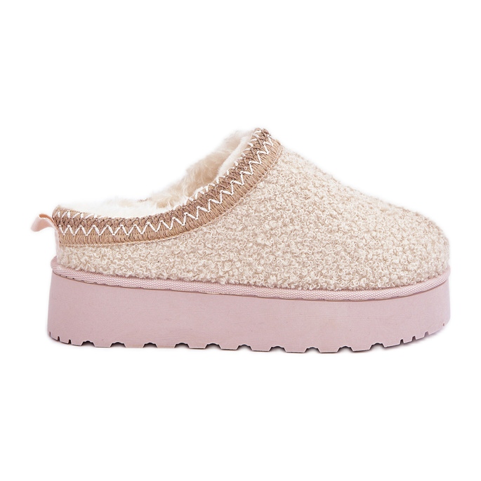 Bottes de neige à plateforme avec broderie pour femmes, beige clair Bottes de neige à plateforme avec broderie pour femmes, beige clair