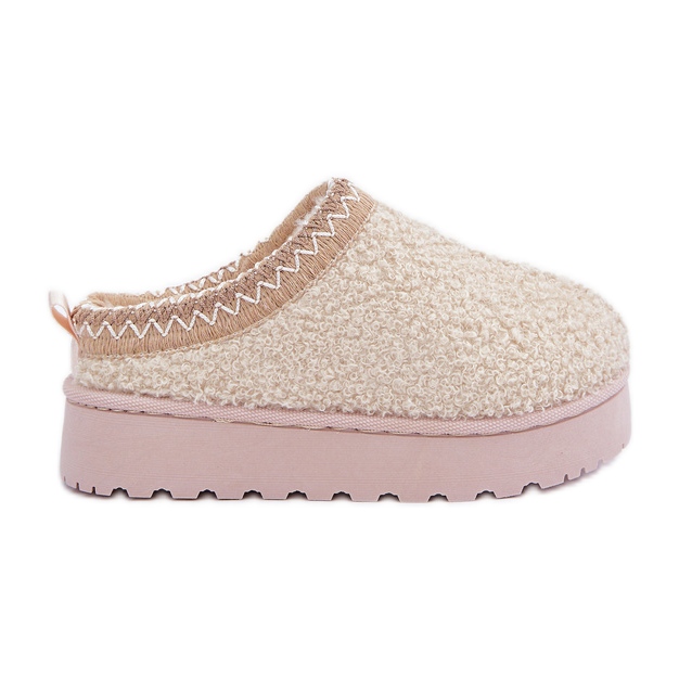 Bottes de neige enfant avec fourrure, type peau de mouton, beige clair