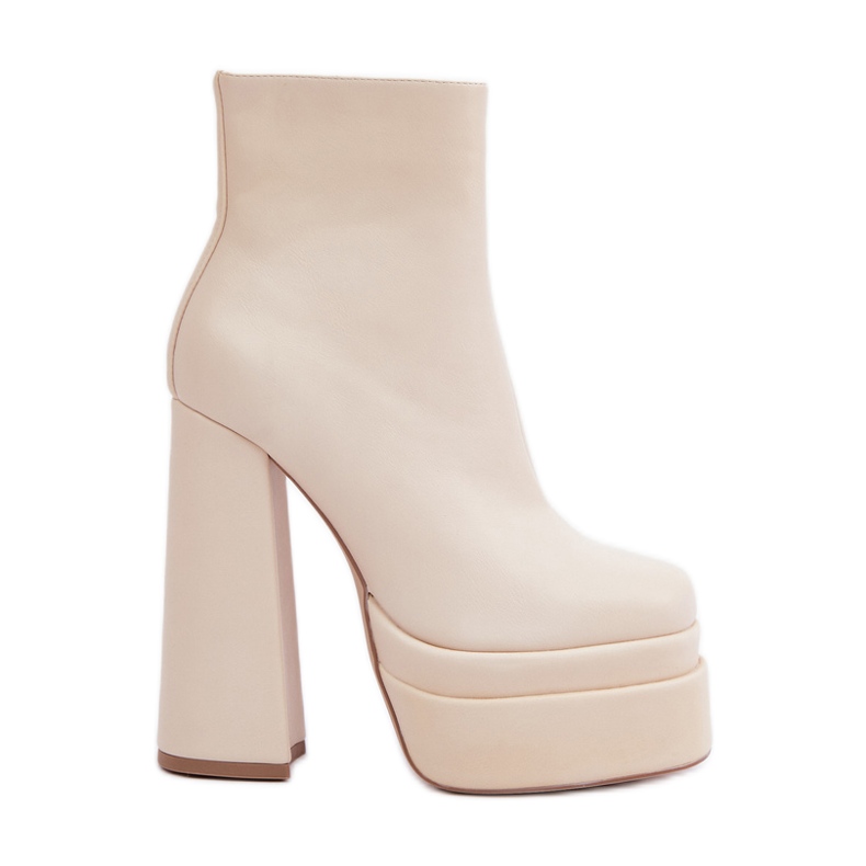 Bottes chaudes beige clair sur plateforme massive et talon haut
