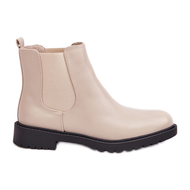 Bottines Chelsea femme à talon plat, beige