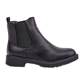 Bottines Chelsea femme à talon plat, noir