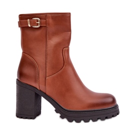 Bottines isolées à boucle, marron brun
