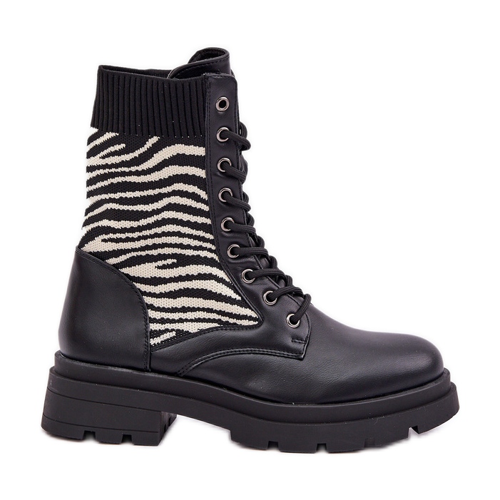 Bottes de travail avec chaussettes zébrées pour femmes, noir le noir