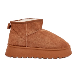 Bottes de neige à plateforme en éco-daim Camel brun