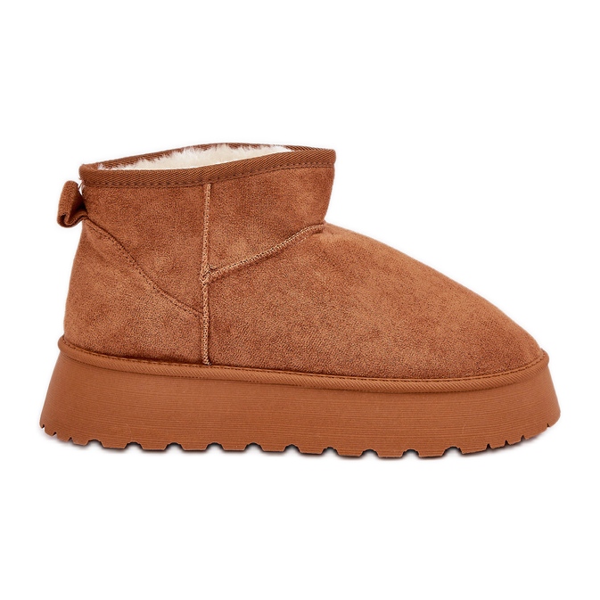 Bottes de neige à plateforme en éco-daim Camel brun