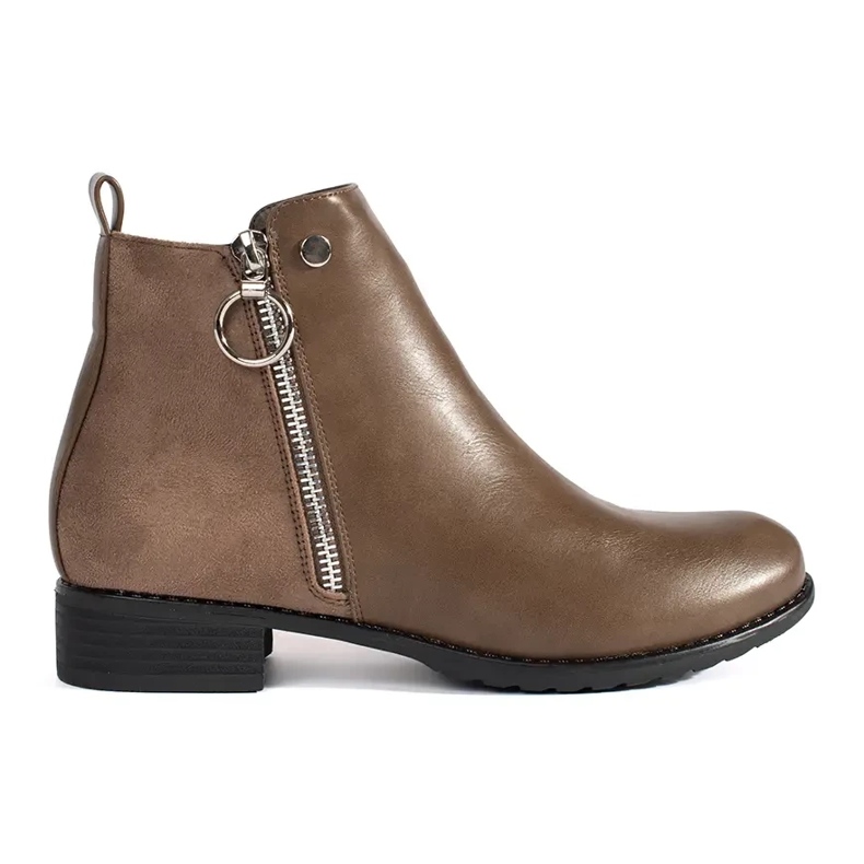 Shelvt Bottines plates marron avec fermeture éclair brun
