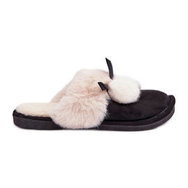 Chaussons avec fourrure pour femmes, noir