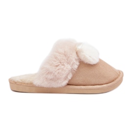 Pantoufles Beiges Pour Femmes Avec Fourrure