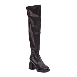 Bottines noires pour femmes à talons stables le noir